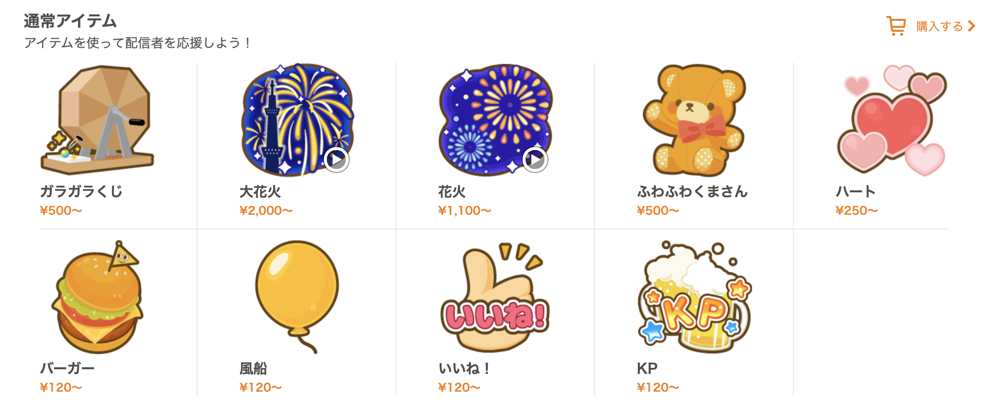 ふわっちのアイテムの種類 値段 購入方法を一覧でご紹介