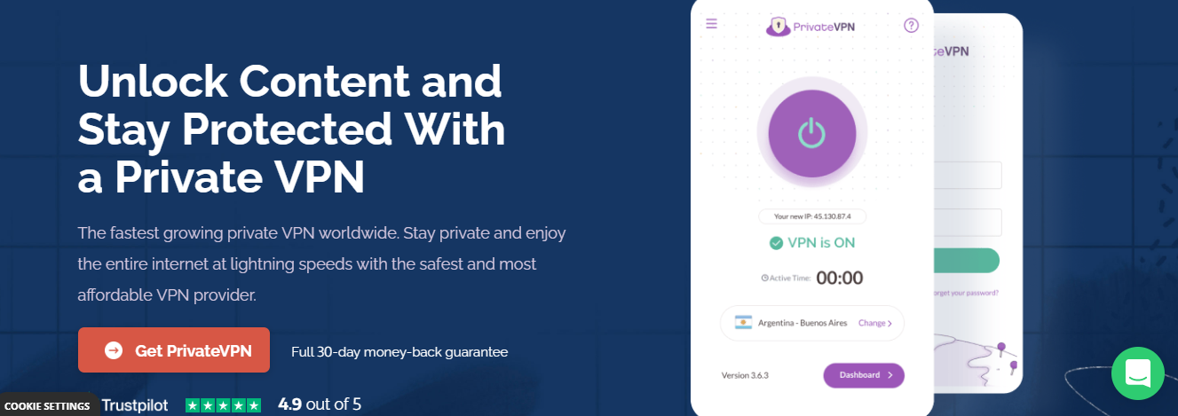 PrivateVPN(プライベートVPN)　スクショ