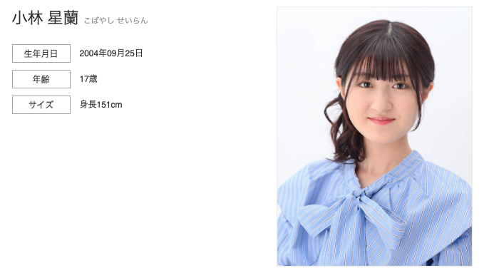 テアトルアカデミー　小林星蘭ちゃん