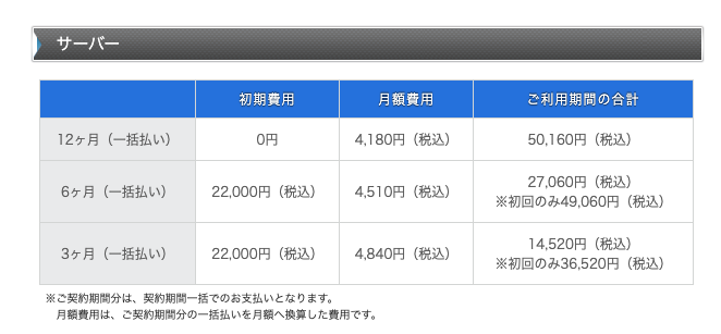 法人向けレンタルサーバー　個人　CPI