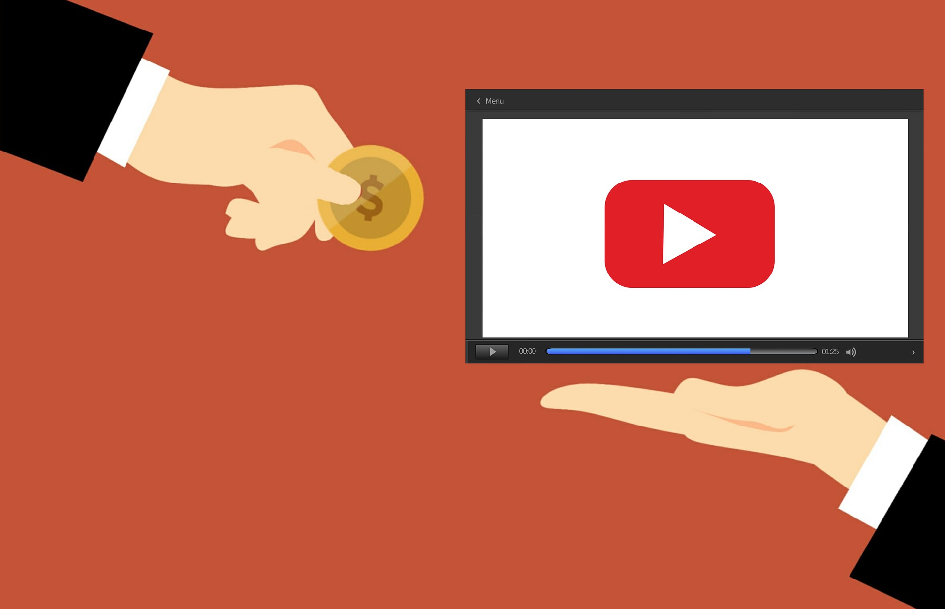 YouTubeにお金を払う様子